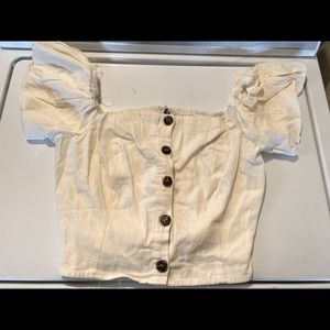 White Button Up Crop Top